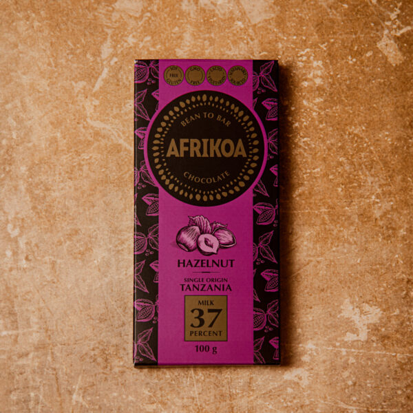 Afrikoa 37% Milk Chocolate Bar with Hazelnuts